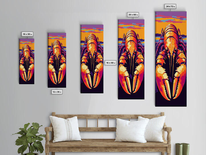 Lobster Art, Coastal Kitchen, Nautical Decor, Seafood Lover, Modern Wall Art, Vibrant Painting, Unique Gift, Framed Canvas Print