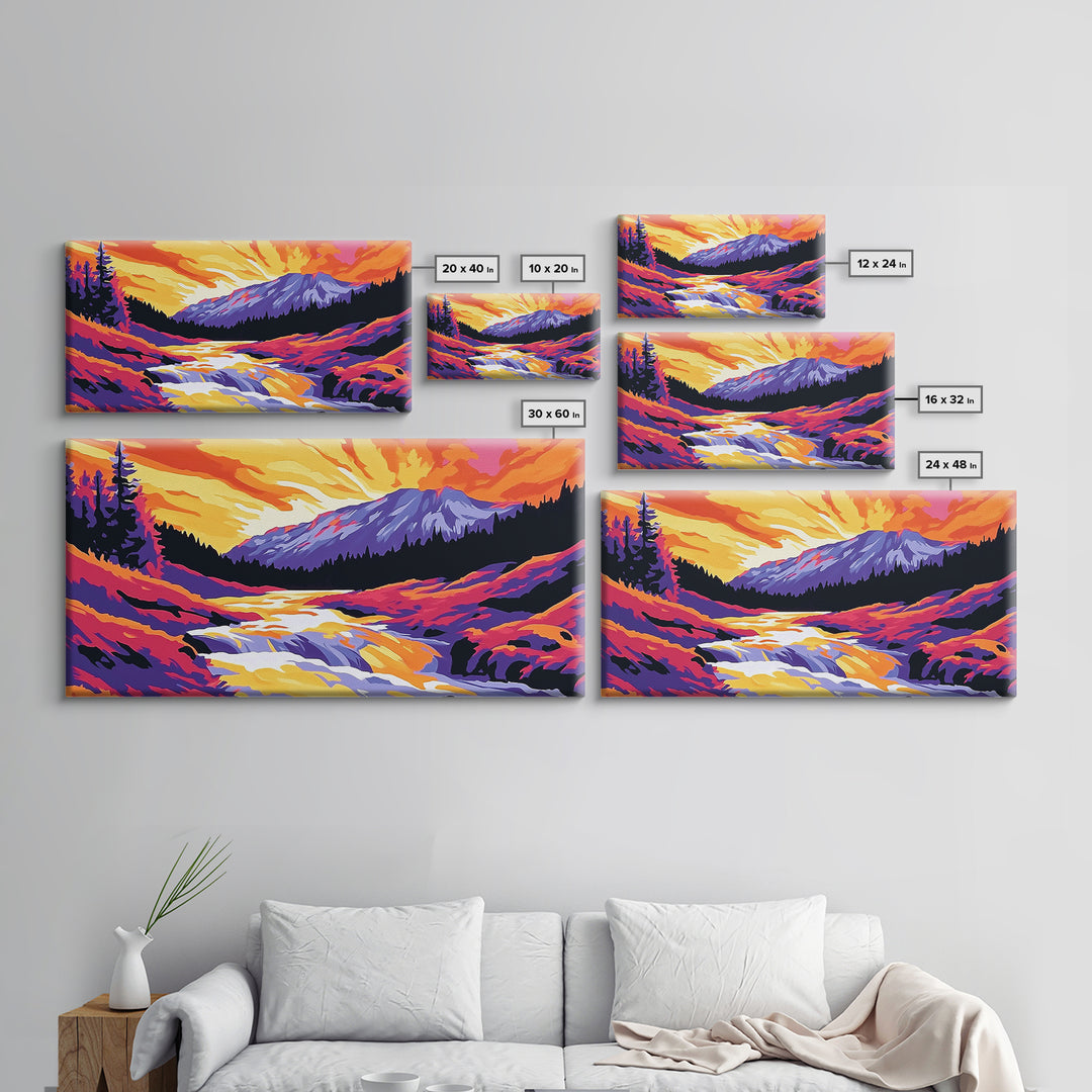 Ocean Cave, Sunset Glow, Coastal Escape, Nature Wall Art, Tropical Home Decor, Framed Canvas Print, Serene Seascape Painting
