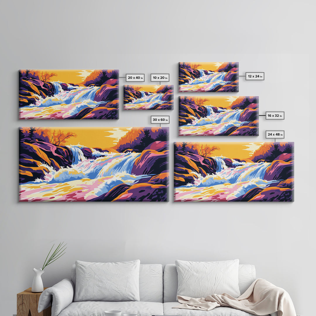Mountain Wildflowers, Colorful Nature Scene, Sunset Glow, Vibrant Art, Scenic Landscape, Framed Canvas Print, Living Room Wall Art