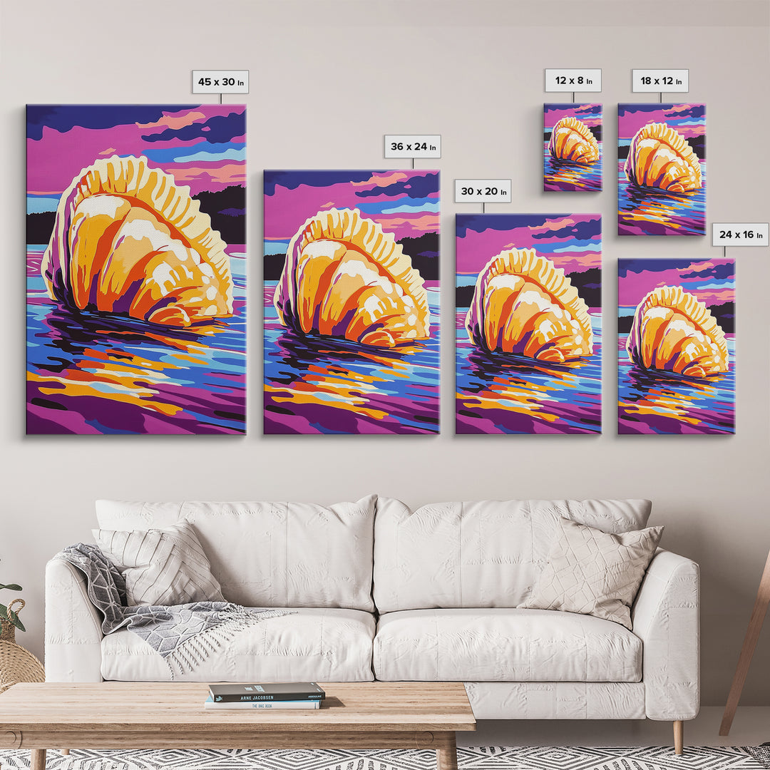 Ocean Rock Formation, Framed Canvas Print, Vibrant Seascape, Coastal Art, Nautical Home Decor, Bold Nature Scene, Beach House Accent