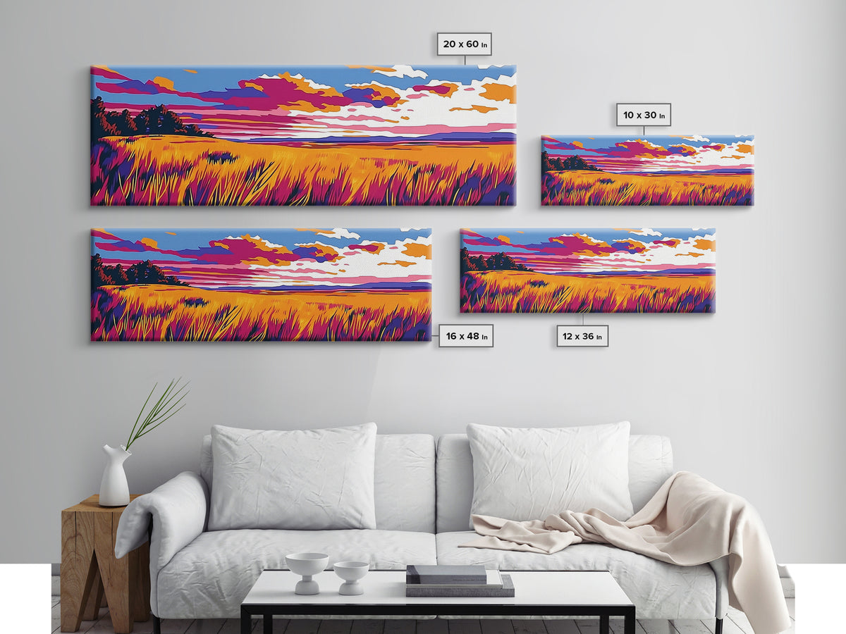 Autumn Fields, Sunset Landscape, Framed Canvas Print, Fall Wall Art, Vibrant Wall Decor, Rustic Home Decor, Large Canvas, Boho Art