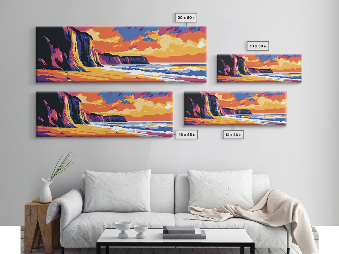 Ocean Sunset, Coastal Serenity, Beach House Art, Seascape Painting, Nature Wall Decor, Framed Canvas Print, Living Room Wall Art