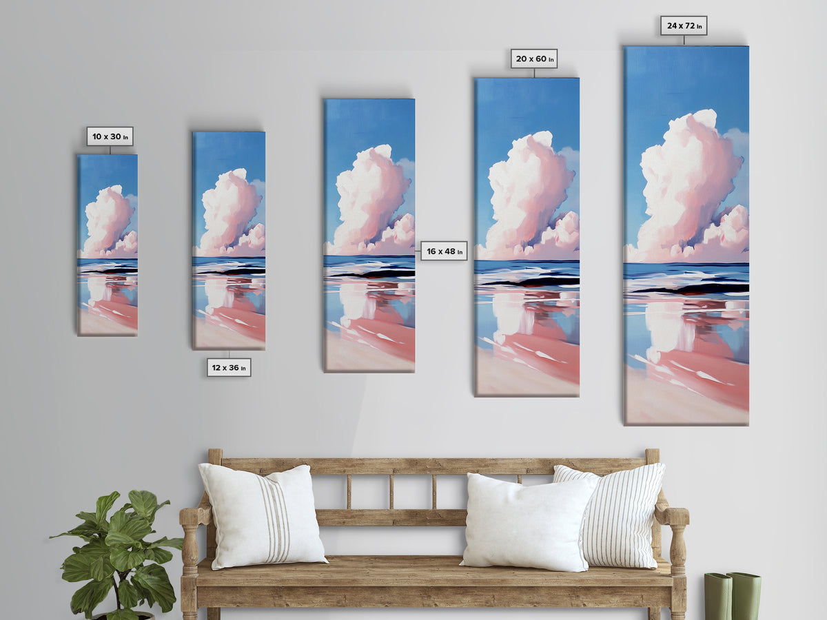 Coastal Clouds, Beach Landscape, Ocean Wall Art, Canvas Print, Blue Sky, Minimalist Home Decor, Living Room Art, Nautical Aesthetic
