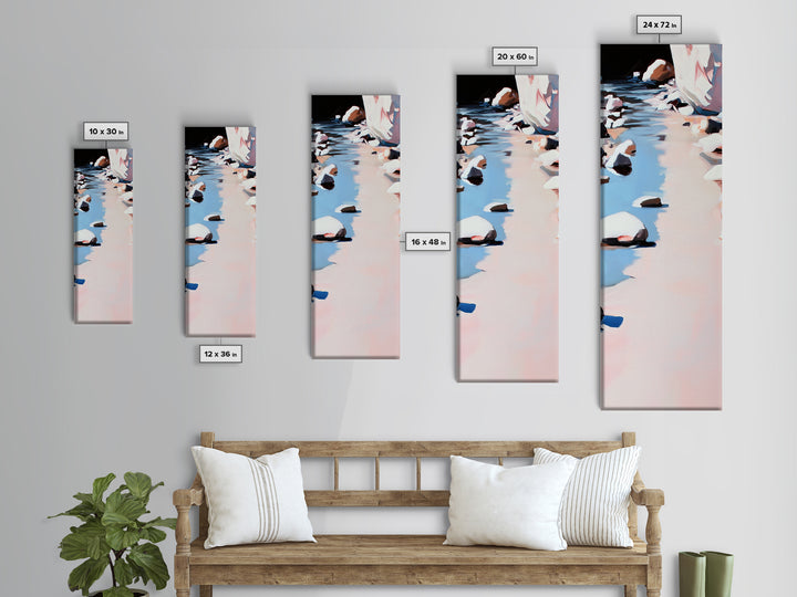 River Rocks, Tranquil Water, Nature Scene, Canvas Print, Zen Wall Art, Neutral Home Decor, Modern Minimalist, Office Wall Aesthetic