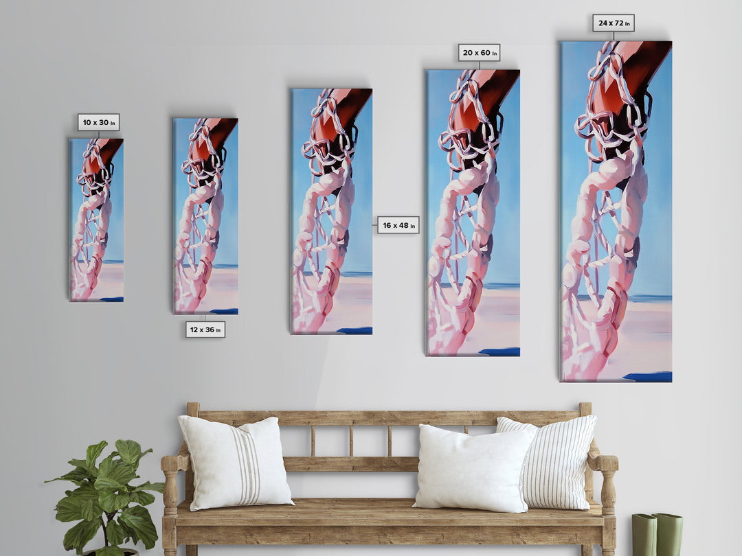 Nautical Rope Close-Up, Coastal Canvas Print, Minimalist Beach Wall Art, Ocean Inspired Decor, Soft Pastel Artwork, Nautical Aesthetic