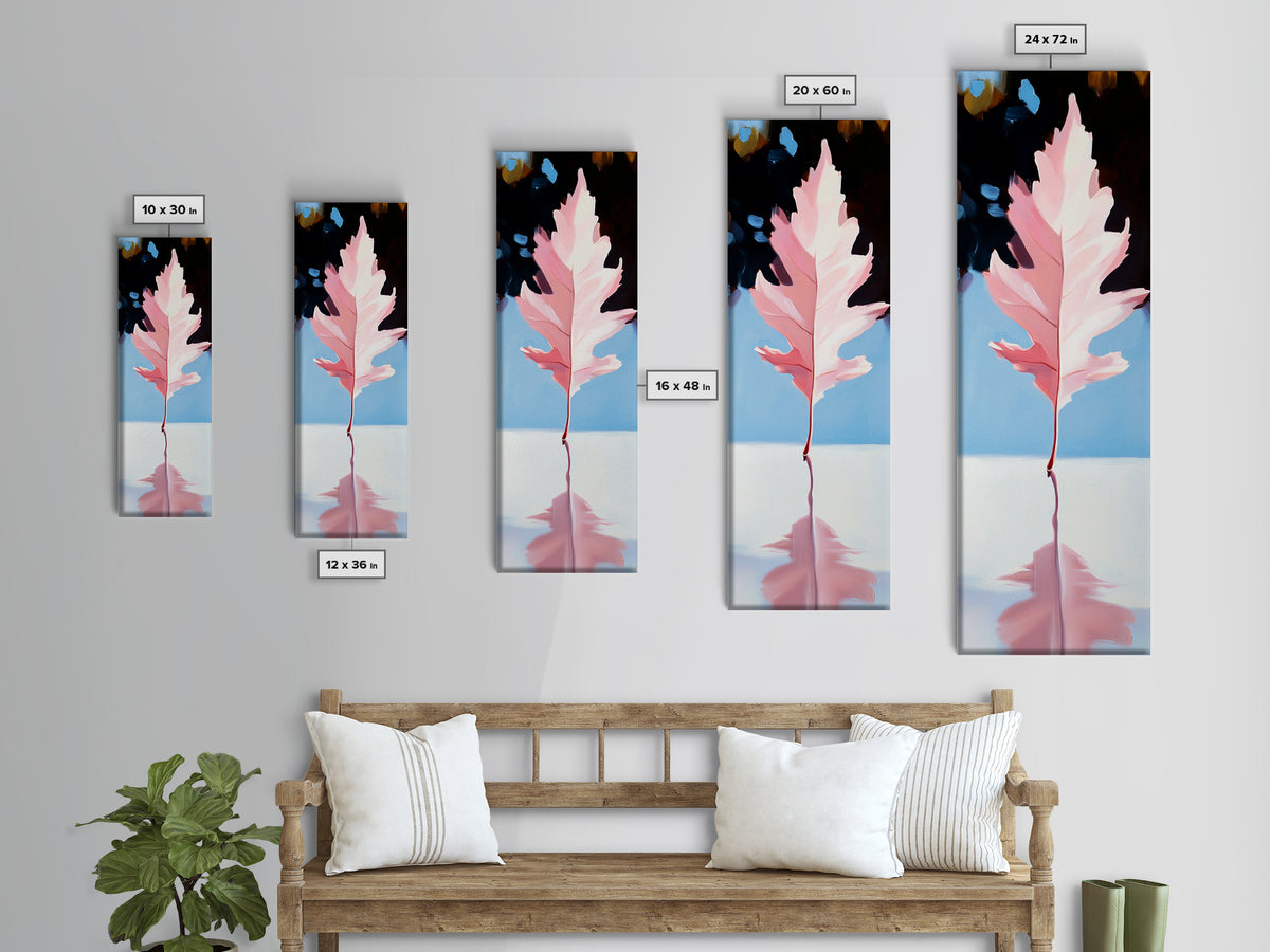 Pink Autumn Leaf, Fall Canvas Print, Nature Wall Art, Seasonal Decor, Botanical Artwork, Soft Pastel Aesthetic, Living Room Art