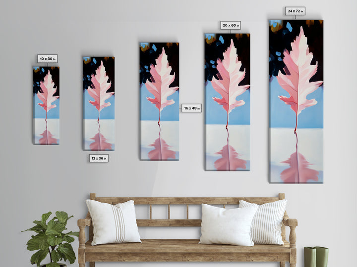 Pink Autumn Leaf, Fall Canvas Print, Nature Wall Art, Seasonal Decor, Botanical Artwork, Soft Pastel Aesthetic, Living Room Art