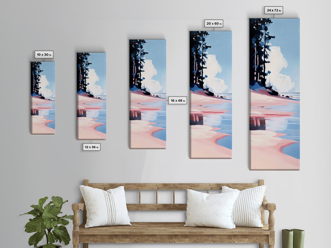 Coastal Serenity, Beach Landscape, Ocean Wall Art, Seascape Painting, Minimalist Art, Living Room Wall Decor, Framed Canvas Print