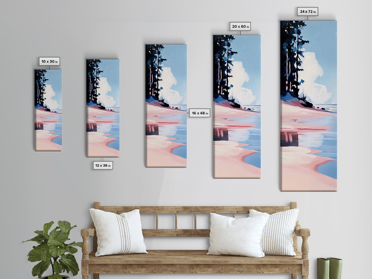 Coastal Serenity, Beach Landscape, Ocean Wall Art, Seascape Painting, Minimalist Art, Living Room Wall Decor, Framed Canvas Print