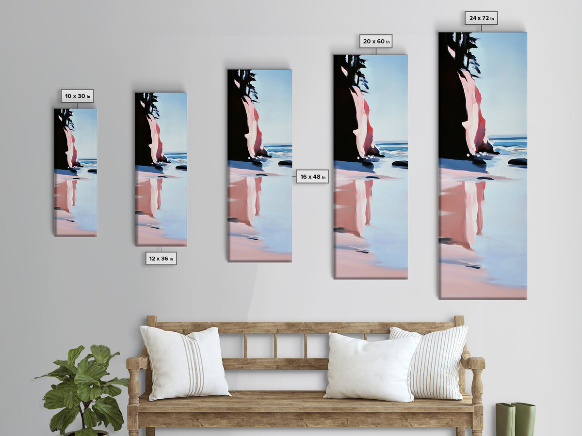 Clifftop Ocean View, Coastal Landscape Art, Serene Blue Decor, Nature Inspired Painting, Beach House Aesthetic, Framed Canvas Print