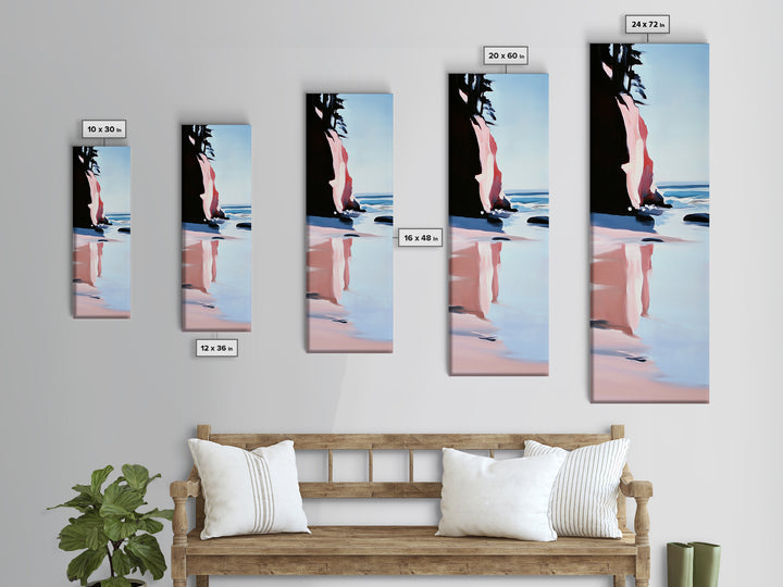 Clifftop Ocean View, Coastal Landscape Art, Serene Blue Decor, Nature Inspired Painting, Beach House Aesthetic, Framed Canvas Print