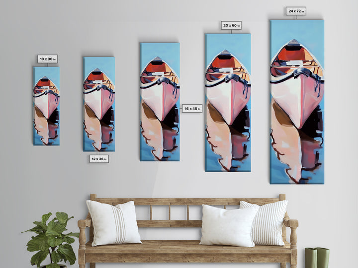 Rowboat Reflection, Lake House Art, Serene Waterscape Painting, Nautical Home Decor, Calm Blue Artwork, Canvas Print