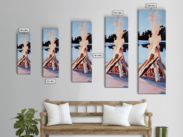 Campfire Glow, Rustic Art, Cozy Bonfire, Outdoor Adventure, Canvas Print, Fall Wall Art, Cabin Decor, Nature-Inspired, Warm Tones