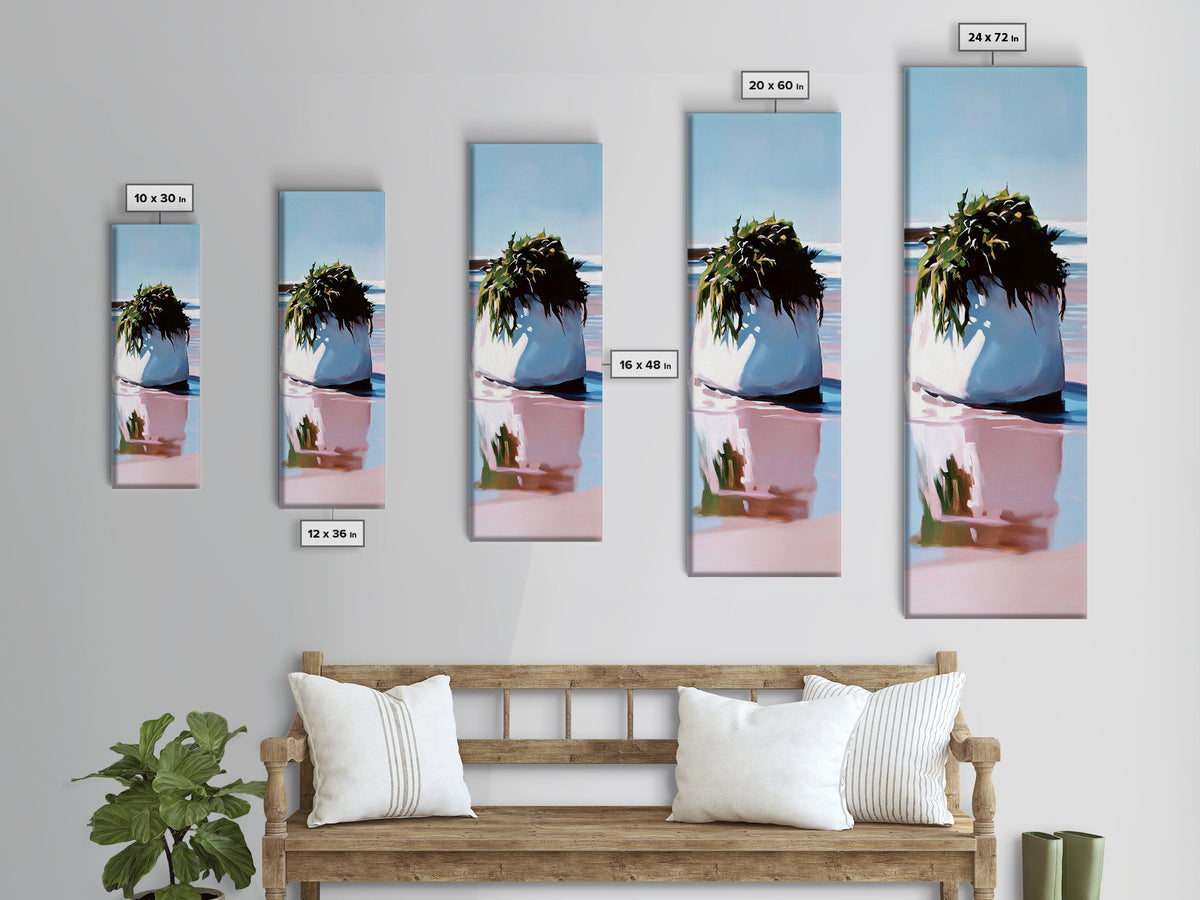 Coastal Rock, Ocean Wall Art, Minimalist Seascape, Framed Canvas Print, Abstract Beach, Contemporary Painting, Living Room Wall Art