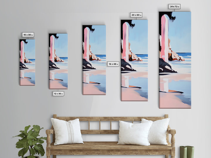 Cliffside, Ocean Horizon, Tranquil Seascape, Minimalist, Soft Pastel, Coastal Aesthetic, Serene Nature, Canvas Print