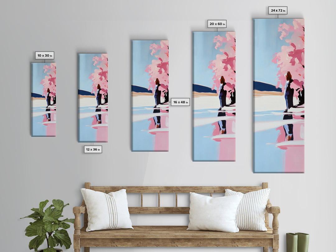 Cherry Blossom, Spring Landscape, Feminine Art, Nature Serenity, Japanese Garden, Pastel Aesthetic, Bedroom Wall Art, Framed Canvas Print
