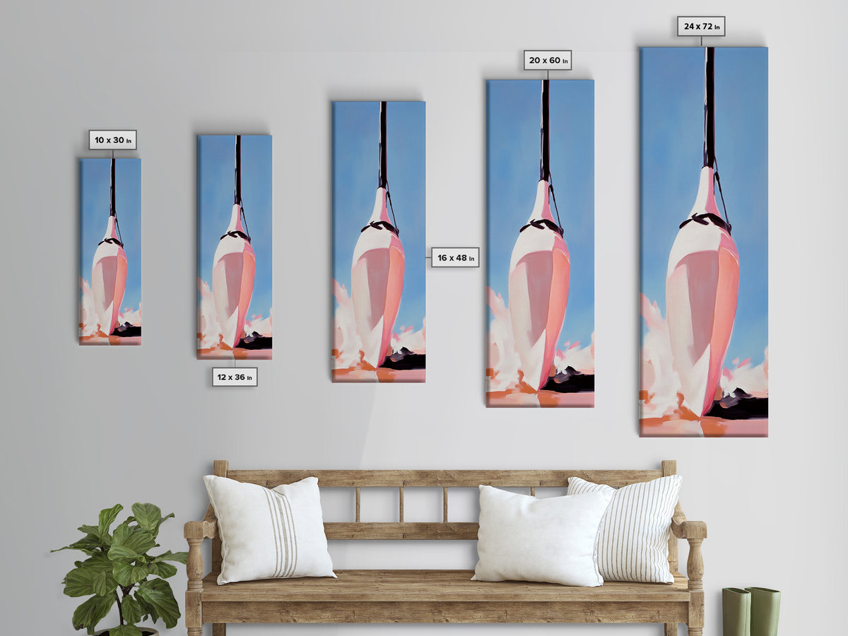 Nautical Buoy, Maritime Decor, Ocean Painting, Framed Canvas Print, Coastal Wall Art, Minimalist Art, Blue and Pink, Gift, Office
