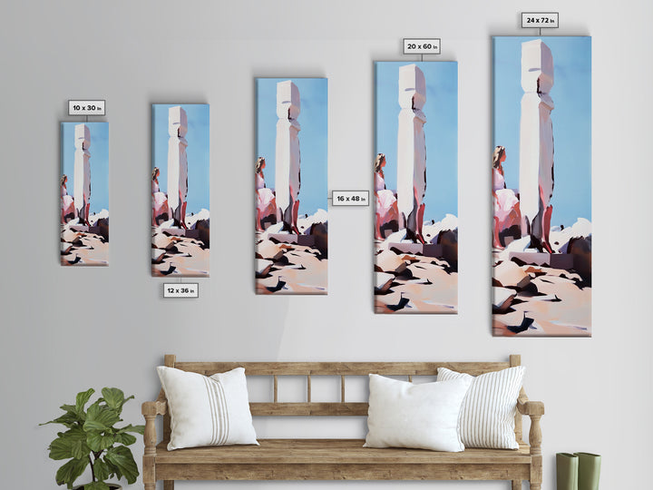 Stone Sculpture, Abstract Figure, Modern Minimalist Art, Desert Vibes, Contemporary Landscape, Earthy Tones, Framed Canvas Print