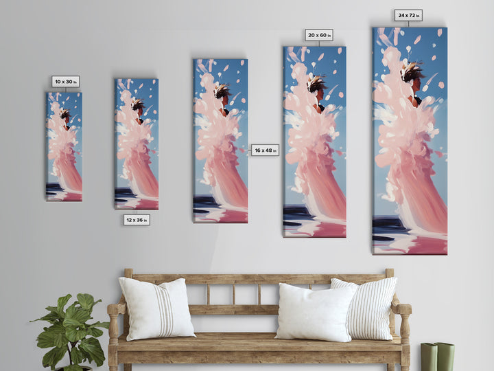 Ocean Splash, Surfer Girl, Dynamic Beach Art, Coastal Living, Vibrant Water Painting, Energetic Waves, Framed Canvas Print