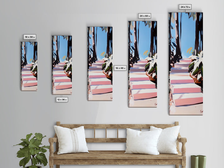 Coastal Pathway, Nature Wall Art, Beach House Decor, Minimalist Landscape, Framed Canvas Print, Blue Wall Art, Summer Aesthetic