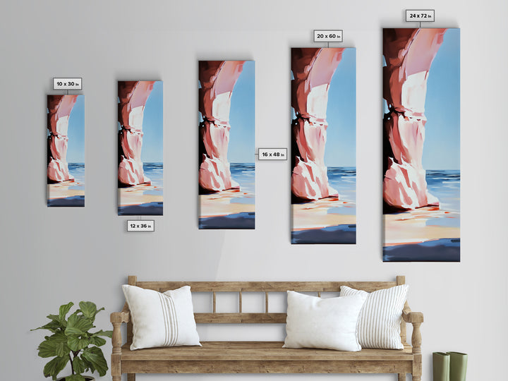 Rock Arch, Coastal Wall Art, Ocean Landscape, Nautical Home Decor, Framed Canvas Print, Minimalist Nature Art, Beach House Style