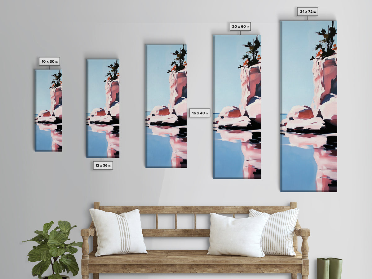 Ocean Horizon, Beach House Art, Coastal Vibes, Soft Pastel Painting, Dreamy Seascape, Nautical Home Decor, Large Framed Canvas Print