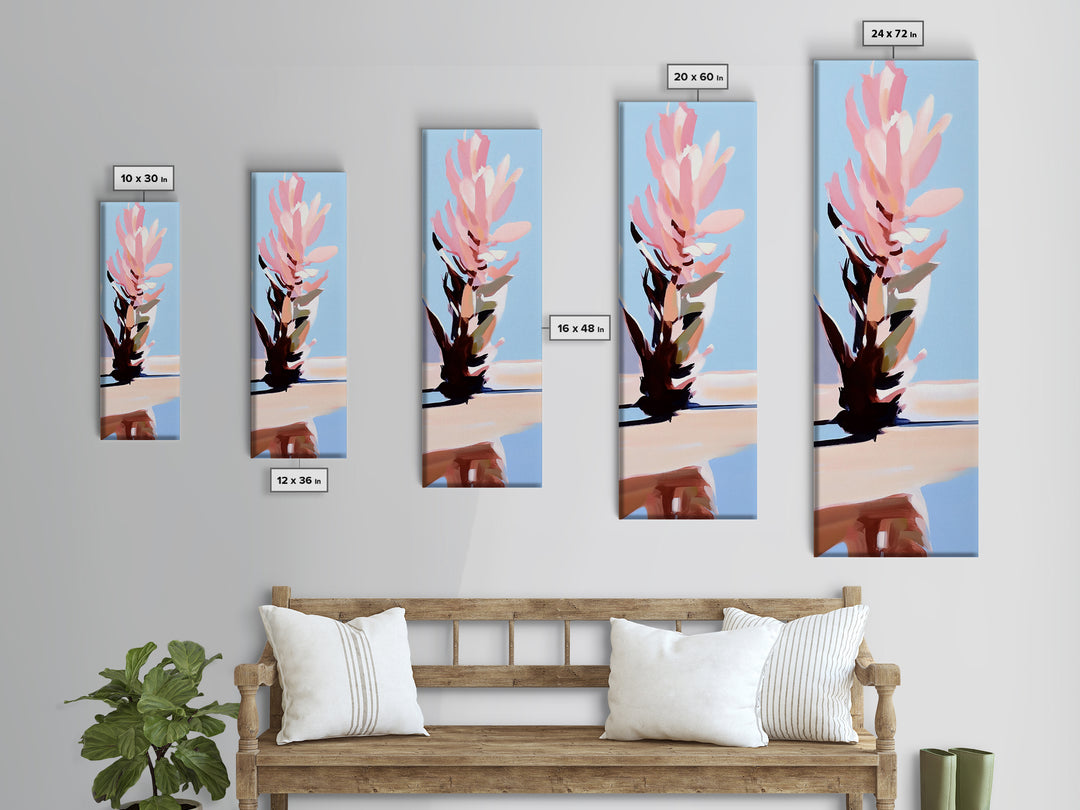 Blooming Beauty, Pastel Floral Art, Feminine Aesthetic, Soft Pink Flowers, Minimalist Botanical Painting, Bedroom Framed Canvas Print