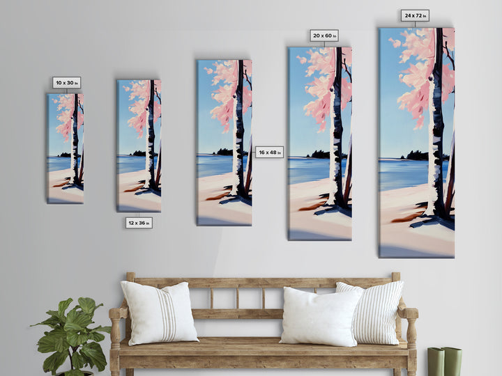 Coastal Birch Tree, Ocean Breeze, Minimalist Landscape, Dreamy Pastels, Framed Canvas Print, Nature Wall Art, Living Room Decor
