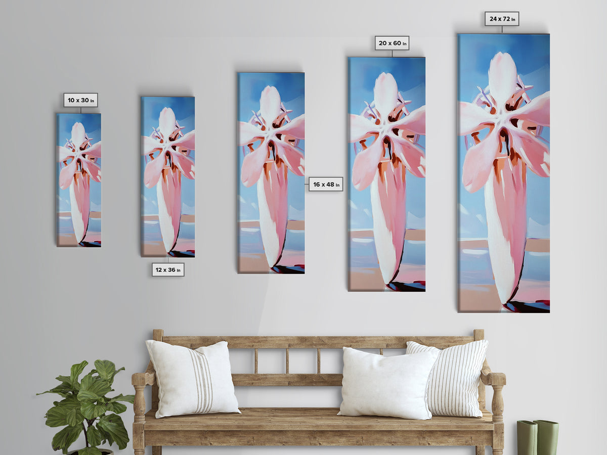 Pink Blossom Bloom, Soft Nature Art, Gentle Pastels, Tranquil Scene, Framed Canvas Print, Bedroom Wall Art, Botanical Decor