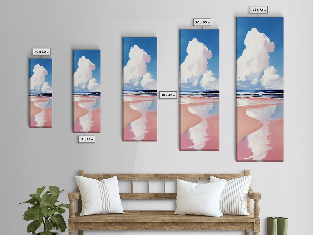 Cloud Reflection, Ocean Horizon, Tranquil Sky, Dreamy Seascape, Framed Canvas Print, Coastal Wall Art, Living Room Decor, Minimalist Blue