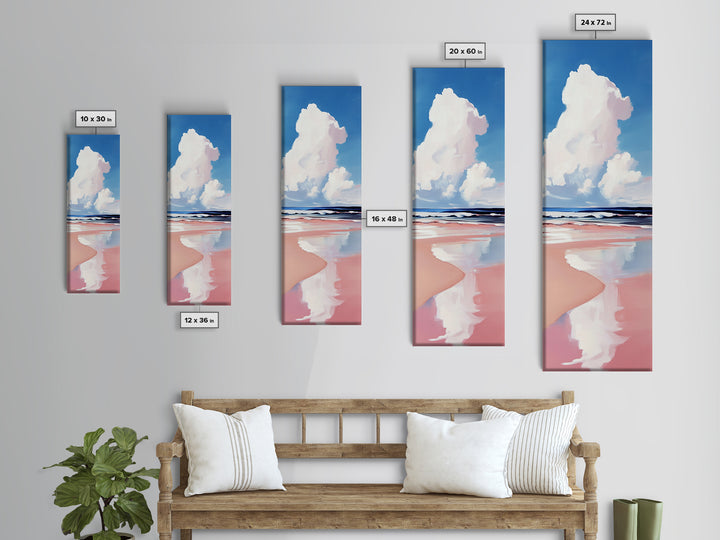 Cloud Reflection, Ocean Horizon, Tranquil Sky, Dreamy Seascape, Framed Canvas Print, Coastal Wall Art, Living Room Decor, Minimalist Blue