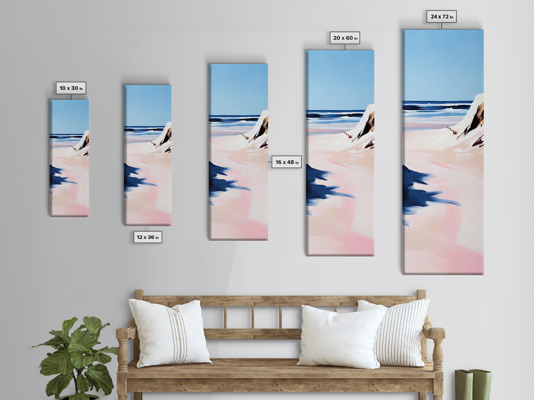 Ocean Shore, Coastal Landscape Art, Beach House Wall Decor, Pastel Seascape, Nautical Art, Tranquil Wall Art, Canvas Print