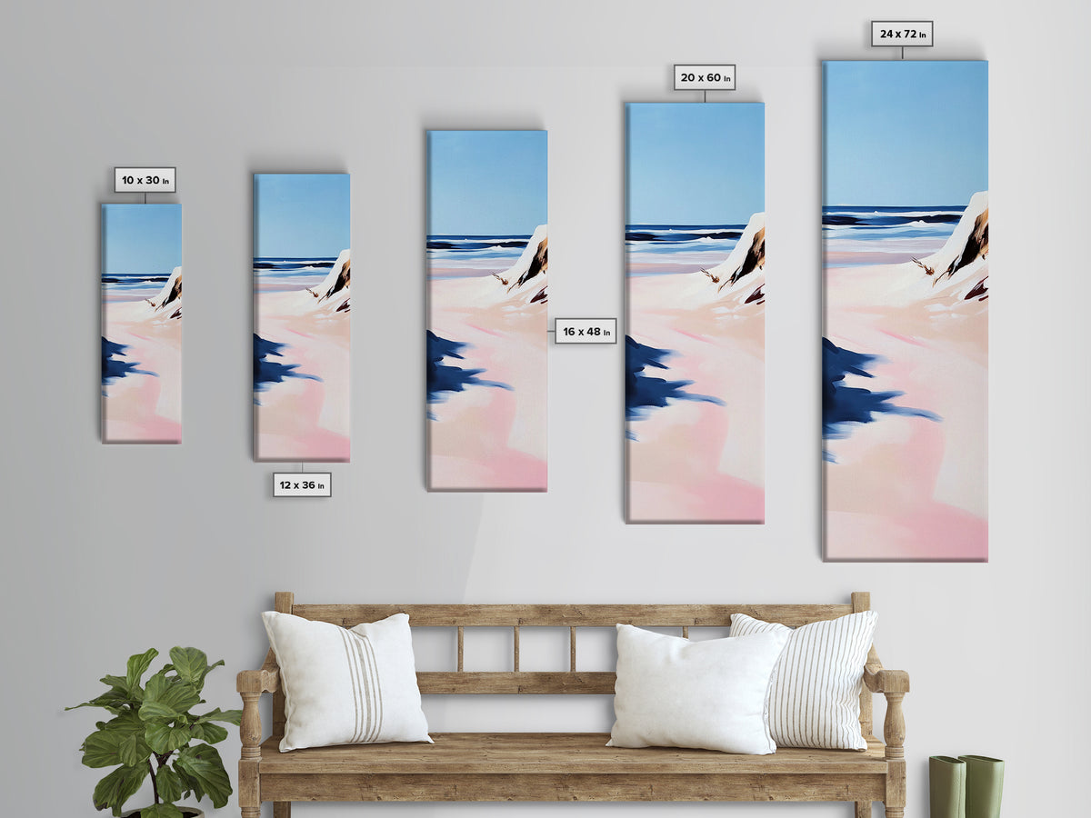 Ocean Shore, Coastal Landscape Art, Beach House Wall Decor, Pastel Seascape, Nautical Art, Tranquil Wall Art, Canvas Print