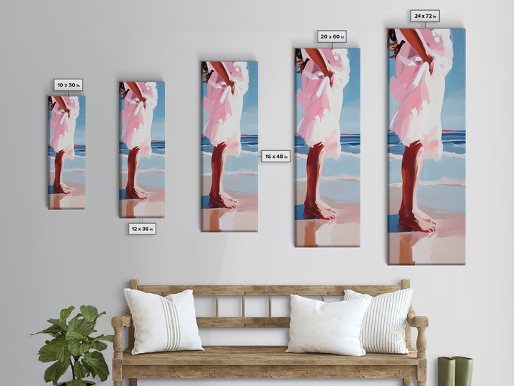 Barefoot Serenity, Ocean Breeze, Feminine Beach Art, Framed Canvas Print, Coastal Decor, Minimalist Wall Art, Bedroom Artwork