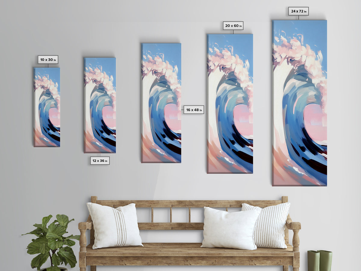 Ocean Wave, Abstract Seascape, Framed Canvas Print, Coastal Aesthetic, Modern Minimalist, Living Room Decor, Nautical Wall Art