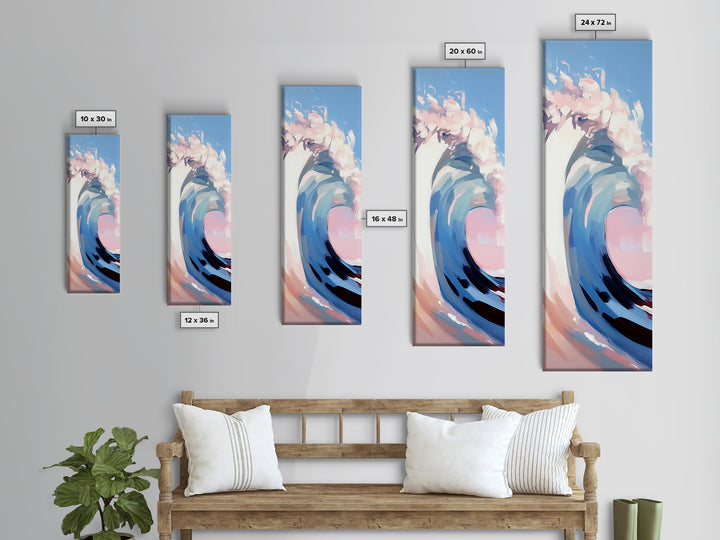 Ocean Wave, Abstract Seascape, Framed Canvas Print, Coastal Aesthetic, Modern Minimalist, Living Room Decor, Nautical Wall Art