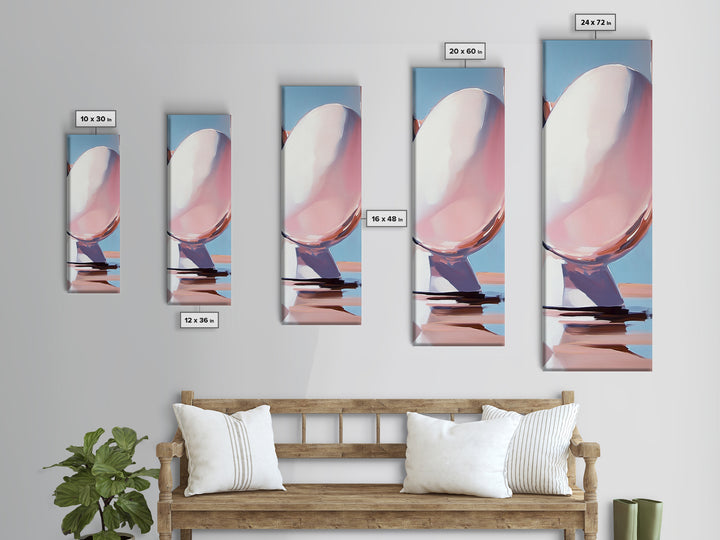 Abstract Reflection, Pink, Blue, Modern Art, Minimalist, Surrealist, Contemporary, Stylish, Bedroom, Framed Canvas Print