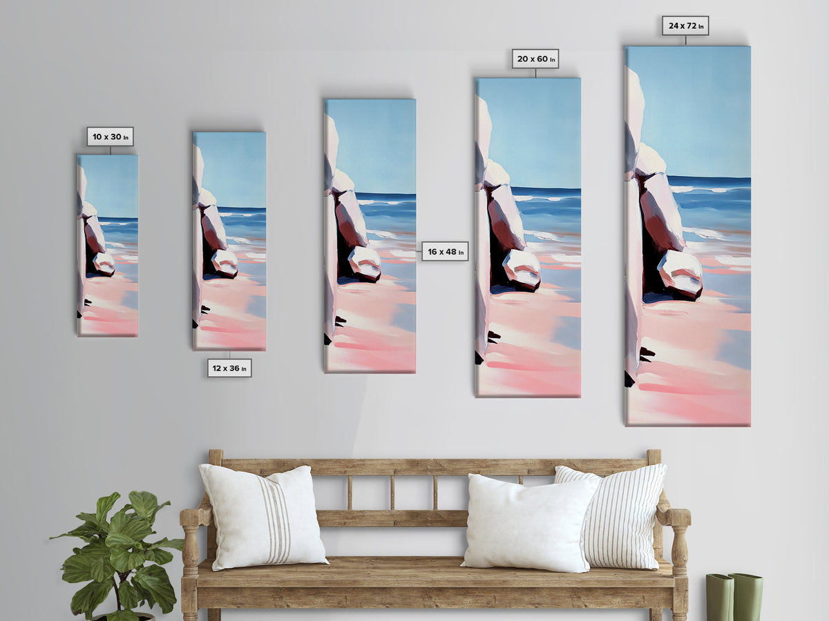 Coastal Rocks, Ocean Landscape, Beach House Wall Art, Minimalist Seascape, Relaxing Decor, Nature Painting, Canvas Print