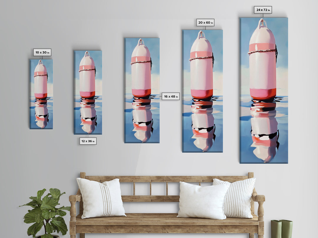 Nautical Buoy, Coastal Wall Art, Minimalist Nautical Art, Beach House Decor, Ocean Art, Living Room Painting, Framed Canvas Print