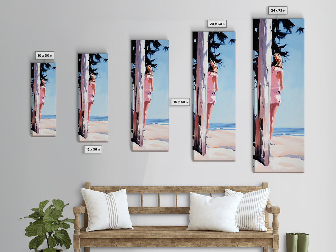 Beach Girl, Coastal Lifestyle, Summer Vibes, Ocean Inspired Aesthetic, Beach Wall Art, Sun-Kissed Decor, Framed Canvas Print, Relaxing Art