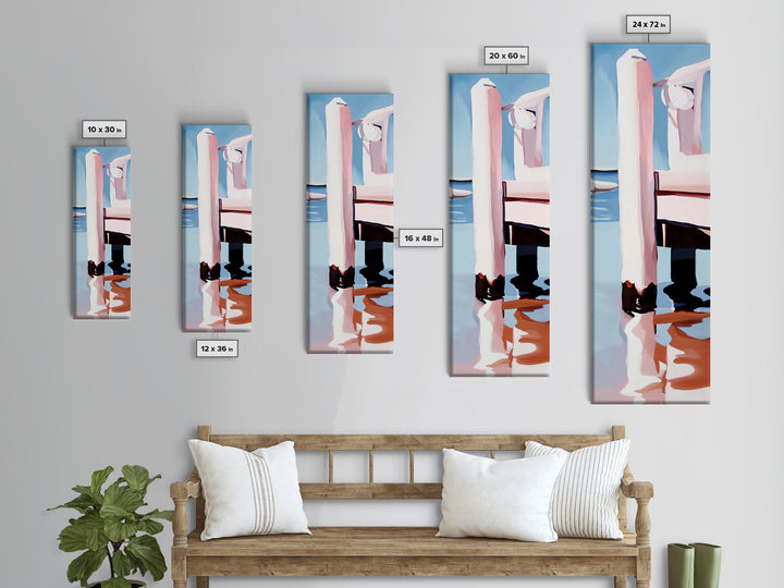 Dockside Reflection, Wooden Pier, Nautical Vibes, Framed Canvas Print, Coastal Art, Beach Home Decor, Minimalist Art, Bathroom Wall Art