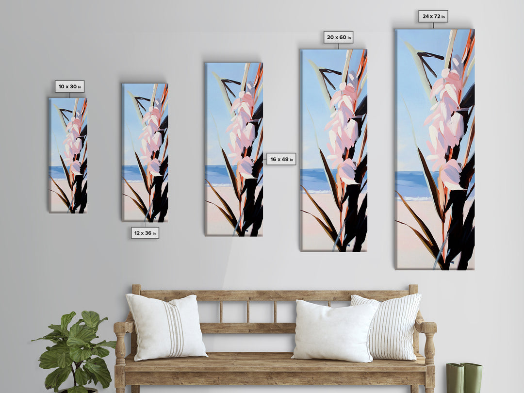 Beach Blossom, Ocean Flowers, Coastal Nature, Canvas Print, Summer Wall Art, Boho Botanical Decor, Pastel Floral Art, Living Room Wall Art