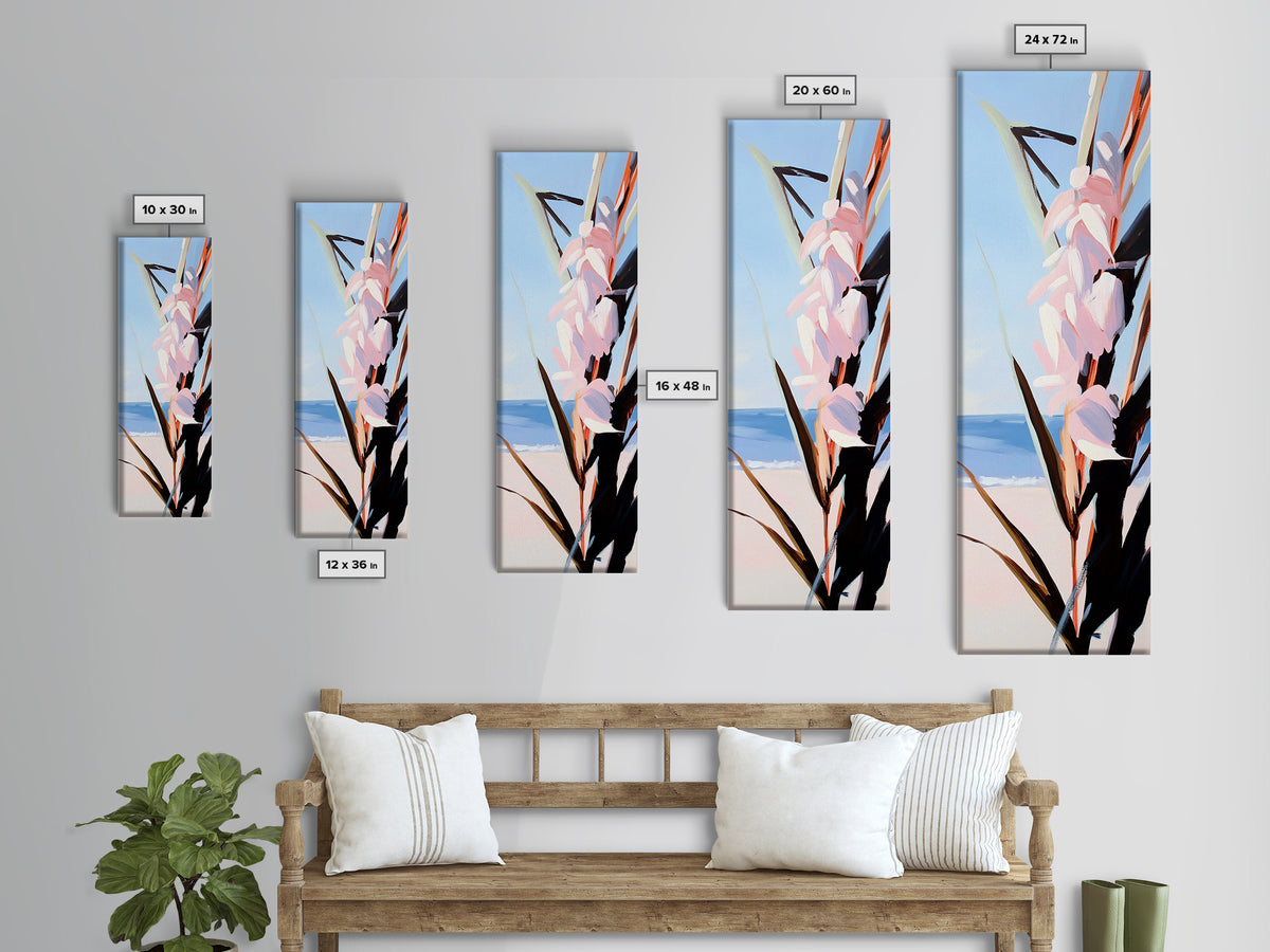 Beach Blossom, Ocean Flowers, Coastal Nature, Canvas Print, Summer Wall Art, Boho Botanical Decor, Pastel Floral Art, Living Room Wall Art
