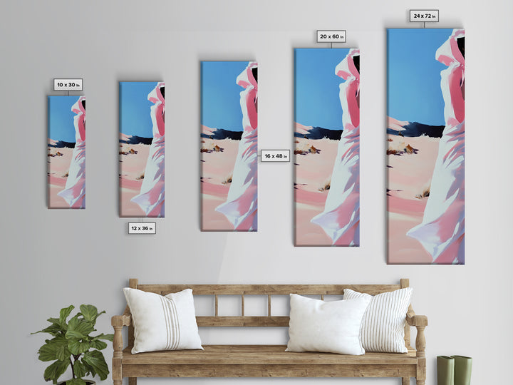 Desert Walk, Fashion Wall Art, Minimalist Figure Print, Warm Tones, Neutral Wall Decor, Modern Aesthetic, Framed Canvas Print