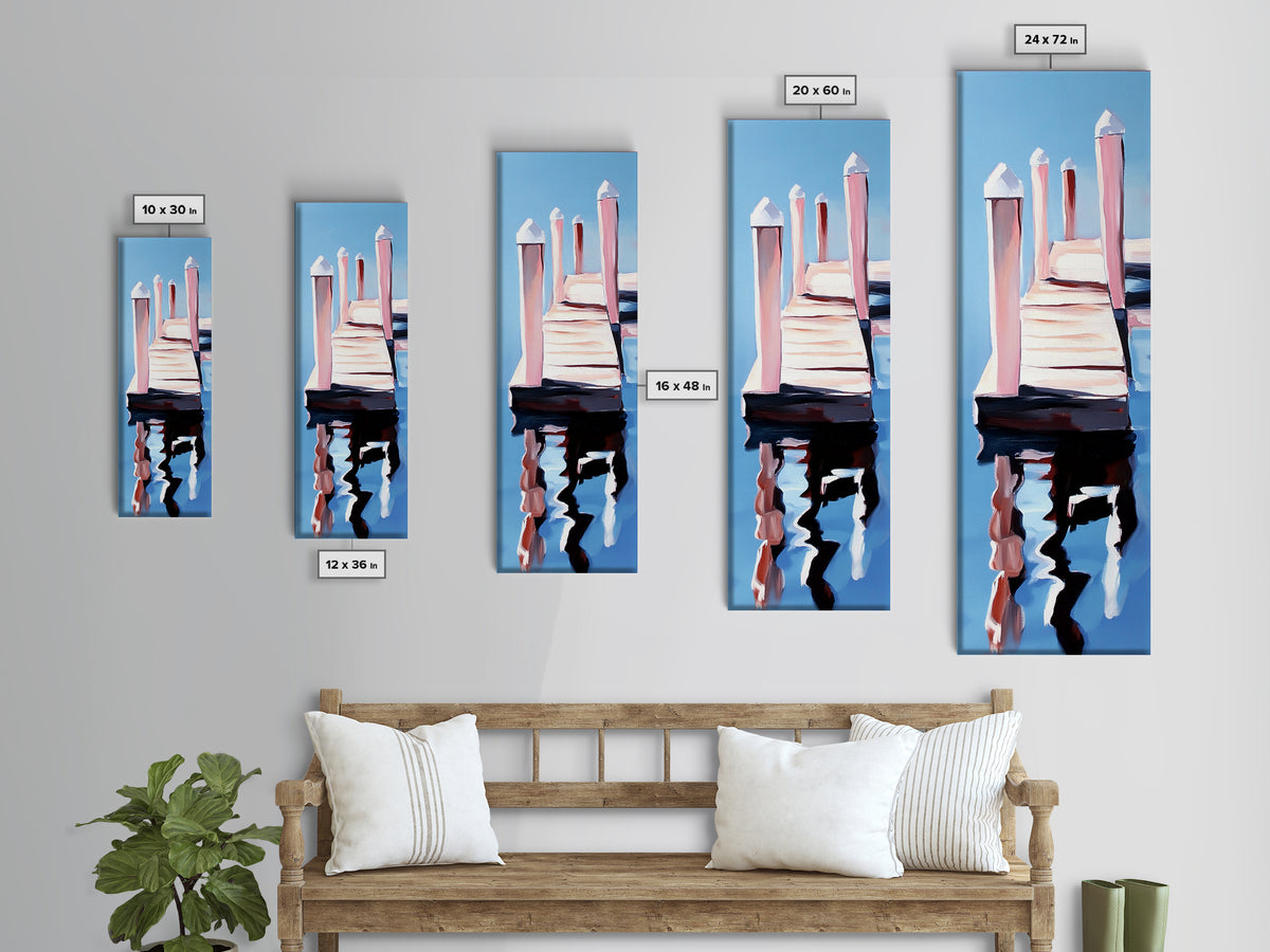 Dock Reflection, Nautical Decor, Seaside Wall Art, Canvas Print, Minimalist Art, Coastal Aesthetic, Blue Wall Art, Modern Home Decor