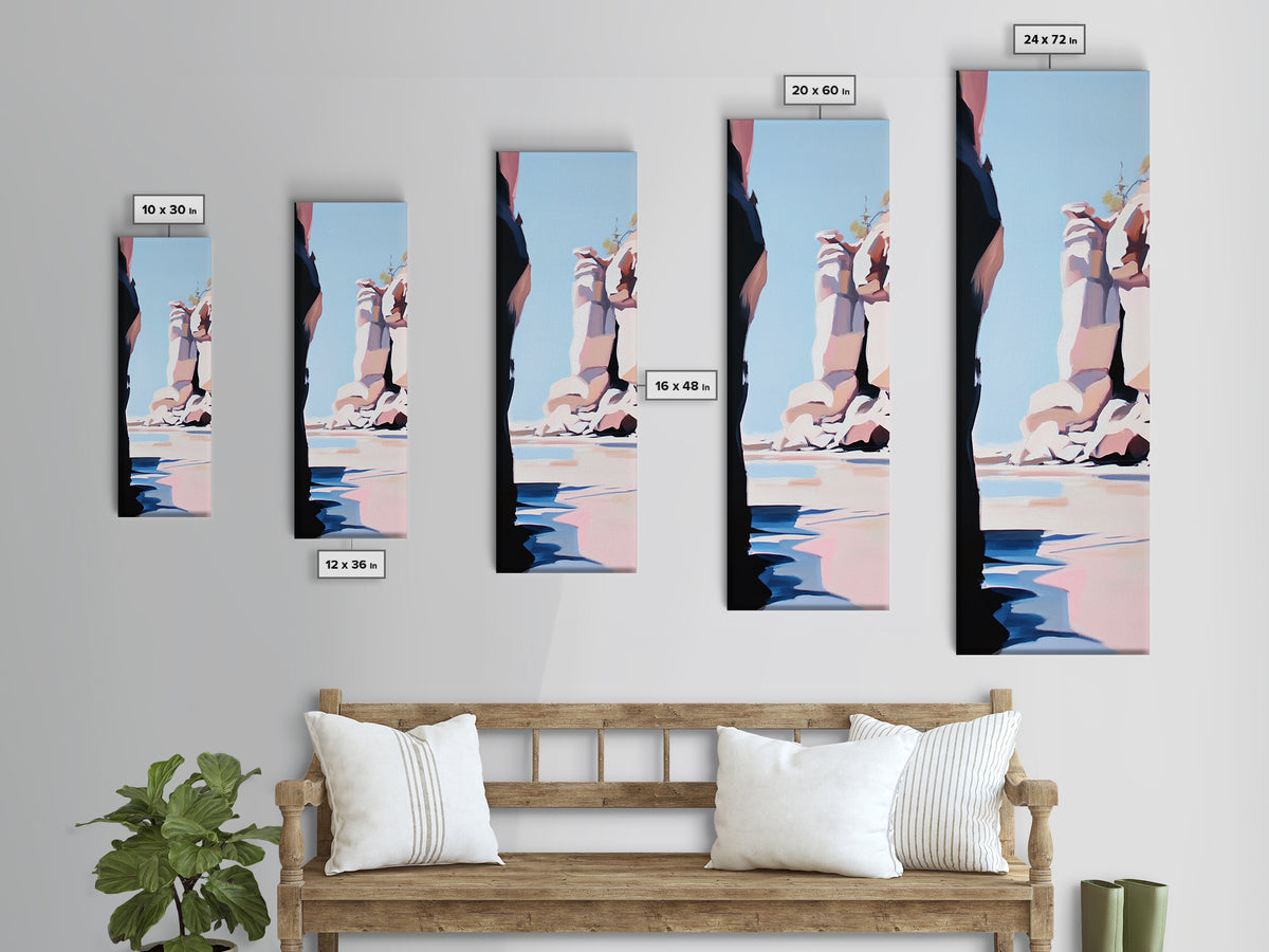 Rock Formations, Scenic Wall Art, Nature Canvas Print, Coastal Aesthetic, Modern Art, Earthy Tones, Landscape Painting, Zen Decor