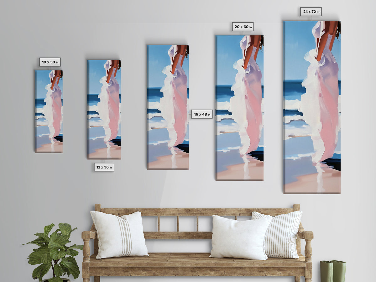 Coastal Elegance, Beach Reflection, Ocean Breeze, Framed Canvas Print, Minimalist Art, Bedroom Wall Art, Summer Aesthetic, Seaside Decor