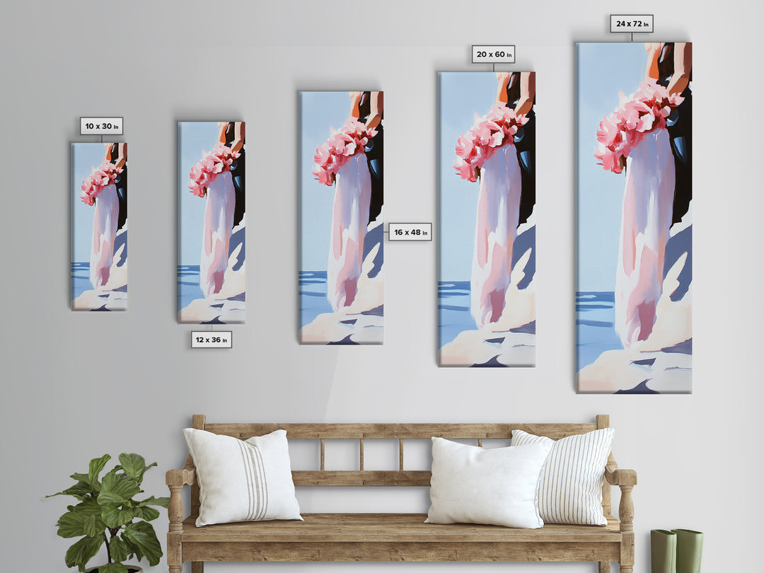 Blush Florals, Coastal Romance, Gentle Breeze, Framed Canvas Print, Feminine Wall Art, Boho Home Decor, Bedroom Art, Seaside Aesthetic
