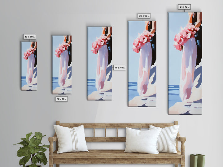 Blush Florals, Coastal Romance, Gentle Breeze, Framed Canvas Print, Feminine Wall Art, Boho Home Decor, Bedroom Art, Seaside Aesthetic