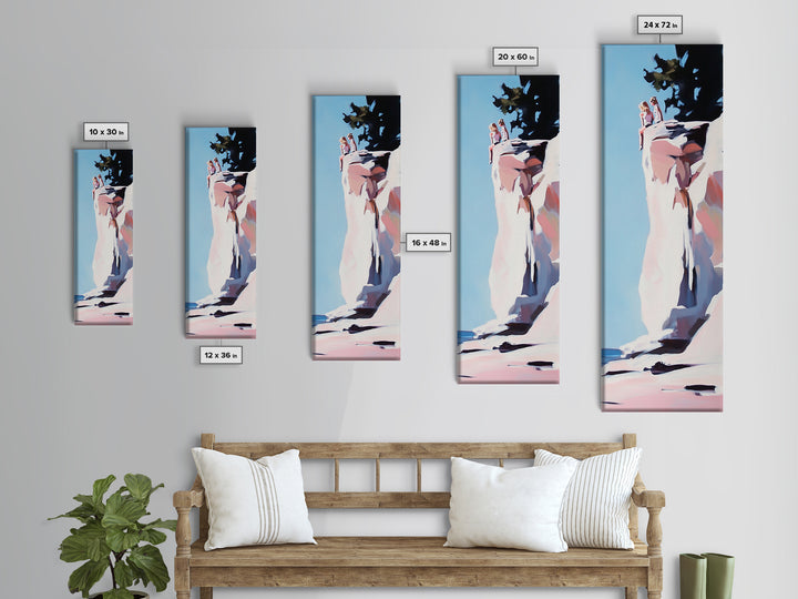 Adventure Awaits, Cliffside Wonder, Sunset Hues, Canvas Print, Minimalist Travel Art, Modern Wall Decor, Living Room Art, Beach Aesthetic